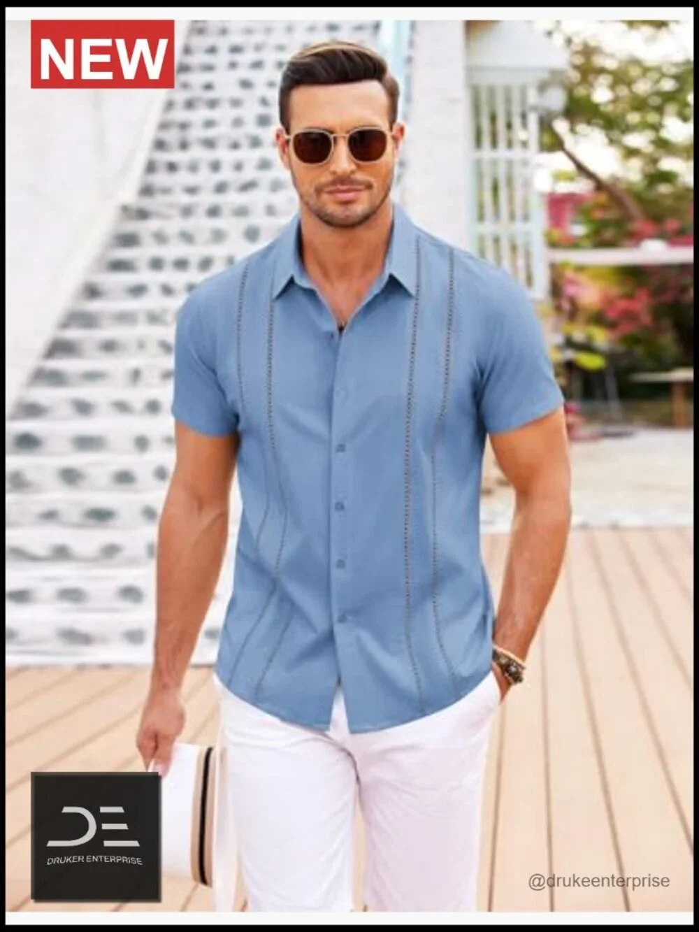 Men's Cuban Guayabera Short Sleeve Button Down Shirt Casual Summer Linen